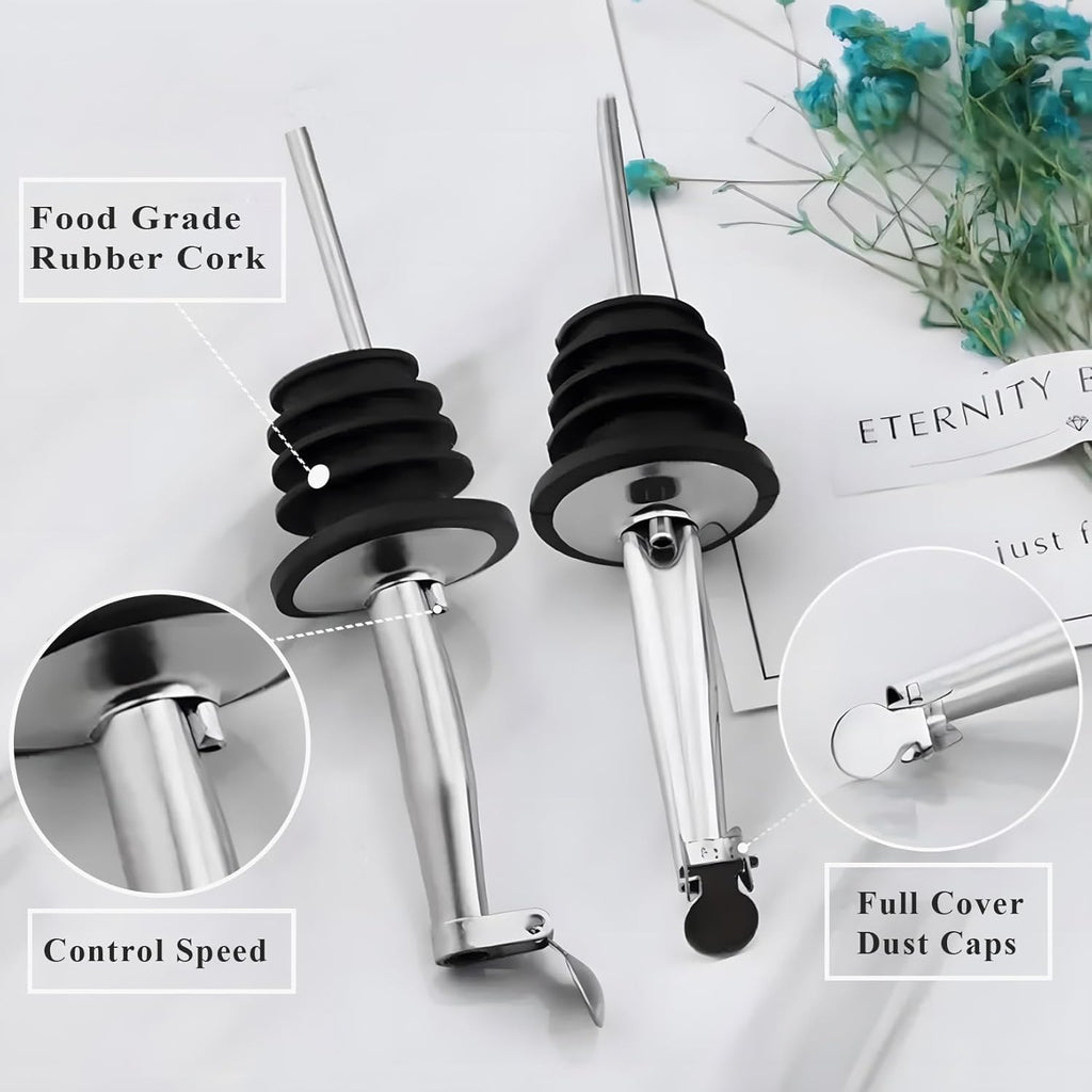 6 Pack Oil Pourers With Flip Top, Olive Oil Dispenser, Liquor Bottle Pourer Spouts, Speed Pour for 3/4" Bottle Mouth
