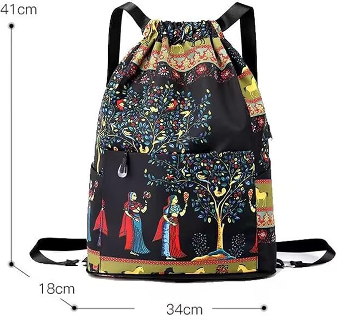 Drawstring Foldable Large Capacity Dry-wet Separation Travel Sports Backpack Waterproof Gym Bag with Multiple Pockets (B)