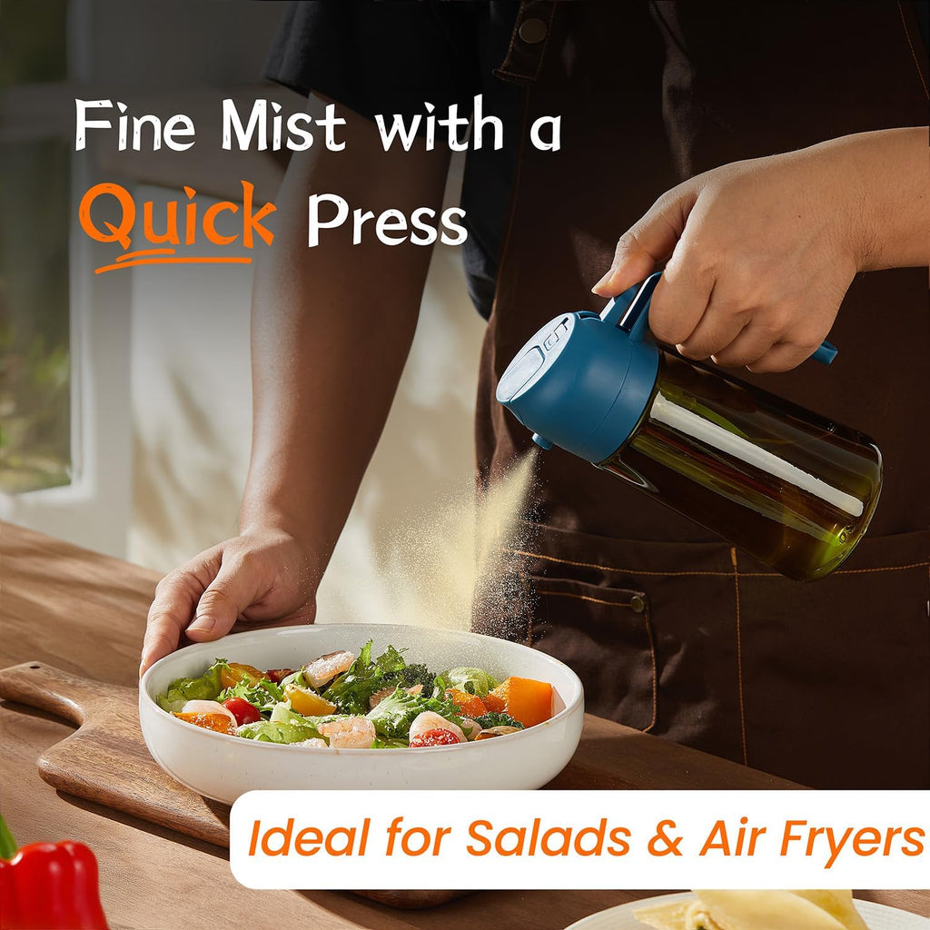 TrendPlain - Original 16oz/470ml Olive Oil Dispenser Bottle for Kitchen Gadgets and Air Fryer Accessories - Olive Oil Sprayer for Cooking w/Stickers - Navy