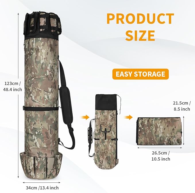 Wowelife Fishing Rod Carrier - Pole Bag Reel Organizer Case Storage for Gear, Travel - Gifts for Men, Family