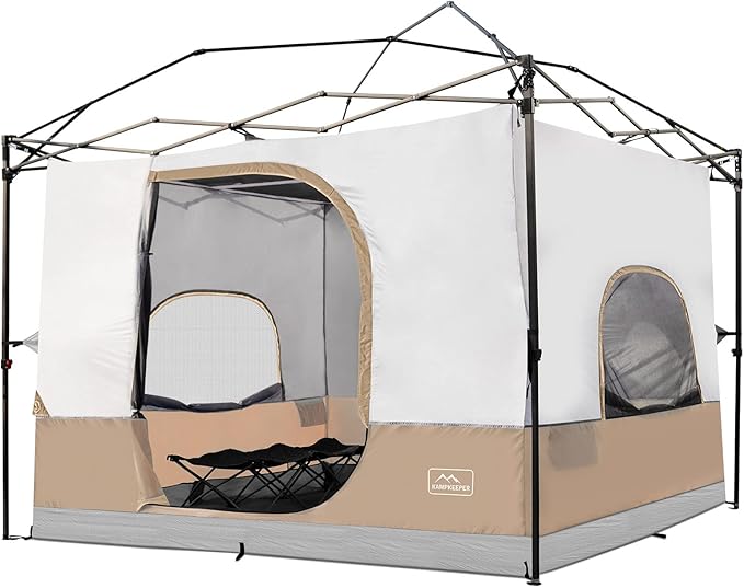KAMPKEEPER Camping Inner Tent for Pop Up CanopyFully Vented Roof, Converts 10'x10' Straight Leg Canopy into Camping TentKhaki