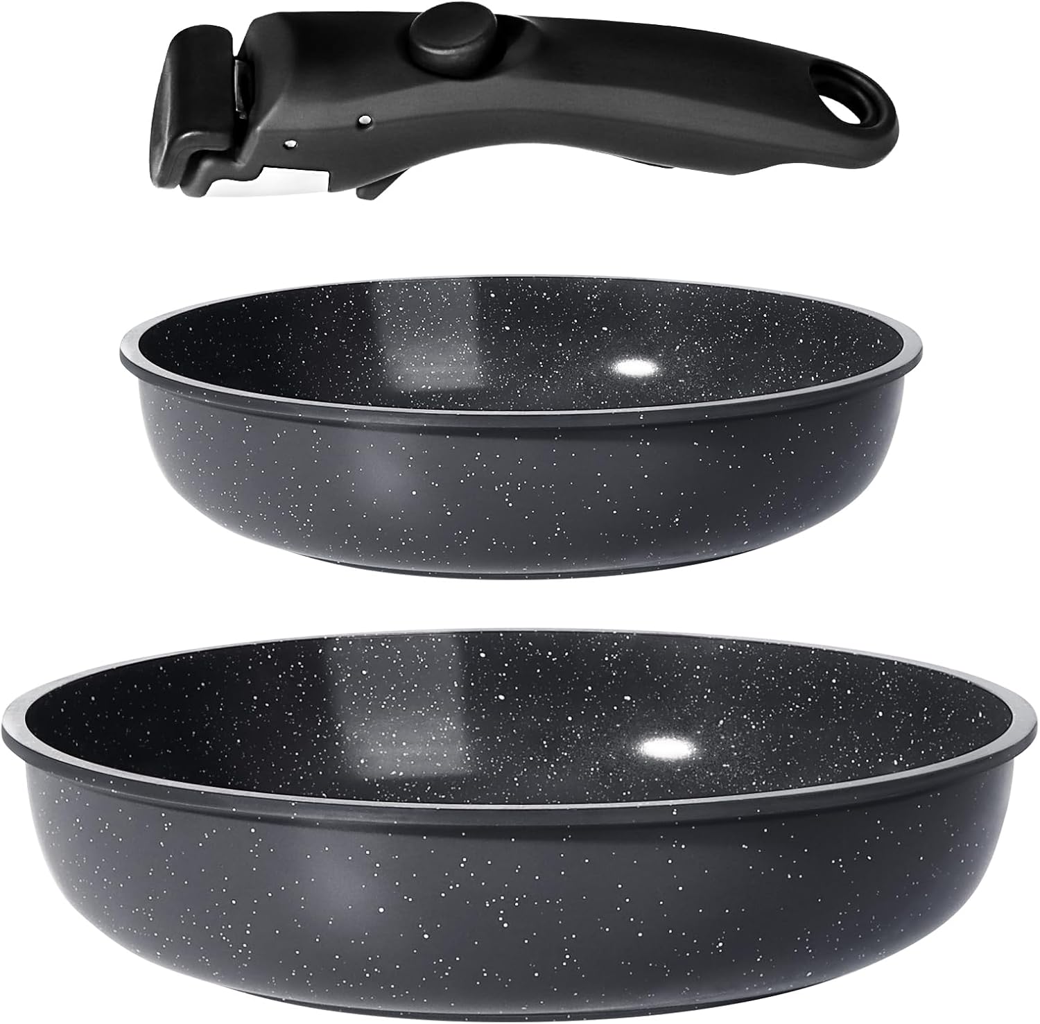 GiPP Ceramic Non Stick Frying Pans Set Removable Handle, Dishwasher & Oven Safe Nonstick Skillets with Detachable Handle, Healthy Cooking Compatible with All Stovetops, PFOA Free, RV Cookware set