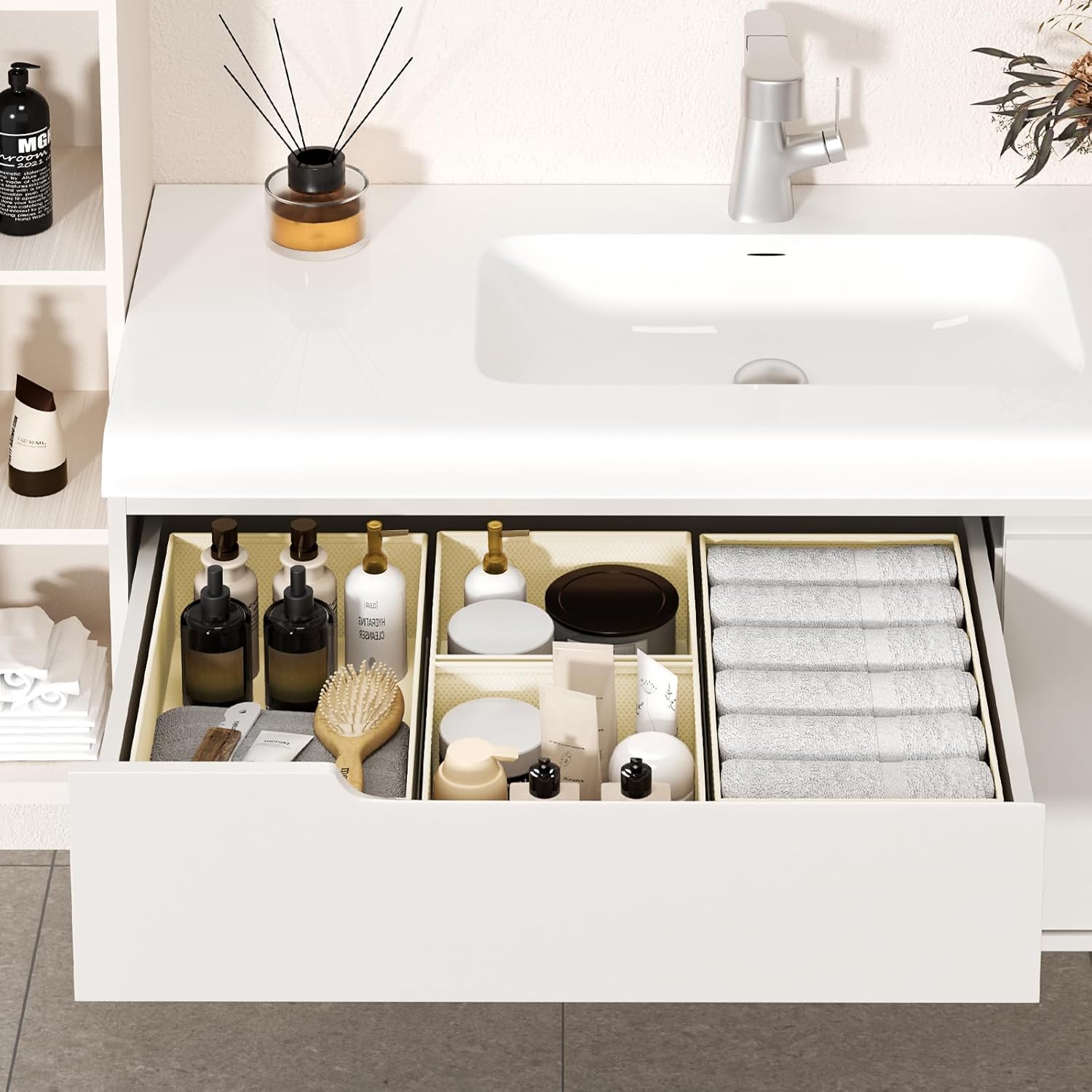 DIMJ Drawer Organizer Clothes - 20 Pack Closet Drawer Organizer Bins for Baby Clothes Storage, Fabric Dresser Organizer for Nursery Bedroom, Foldable Small Drawer Dividers for Underwear Socks