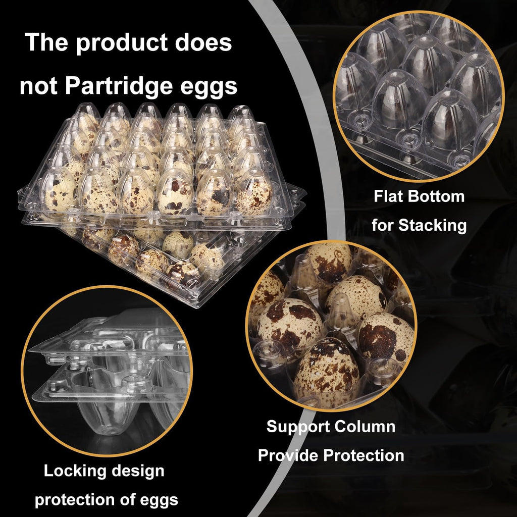100 Pack Quail Egg Cartons, Clear Plastic Quail Egg Trays, Holds up to 30 Quail Eggs Securely - Your Ultimate Small Eggs Carton Holders for Bulk Storage and Display by KUKLIPJIM