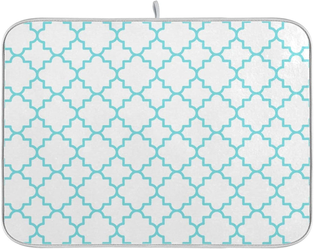 Senya Super Absorbent Dish Drying Mat, Microfiber Fast-Drying Dish Mat, 16/ x 18/, Kitchen Dish Drying Pad, Traditional Quatrefoil Lattice Pattern