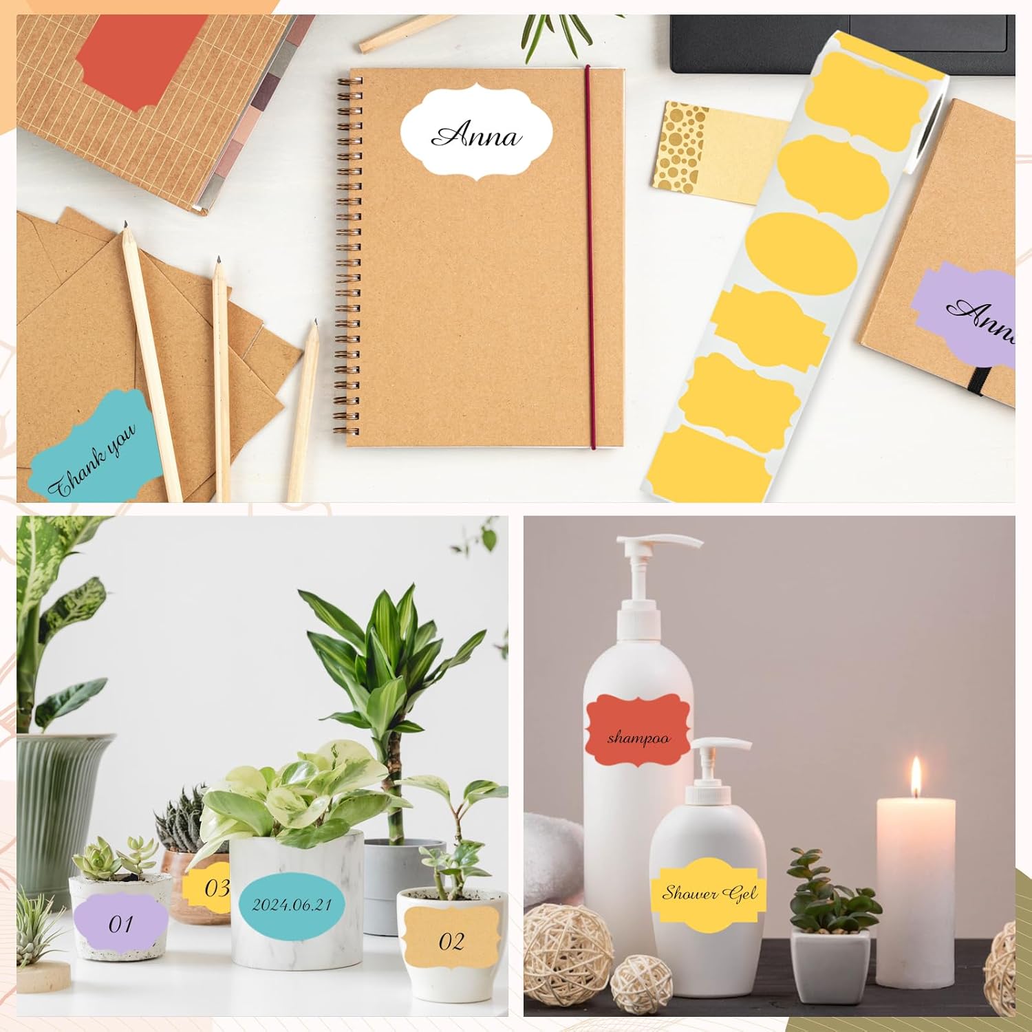 White Labels Stickers, 250PCS 3" x 2" Fancy Shape Stickers Labels for Storage Box or Food Jars Holiday Present Stickers Christmas Gift Tags Stickers