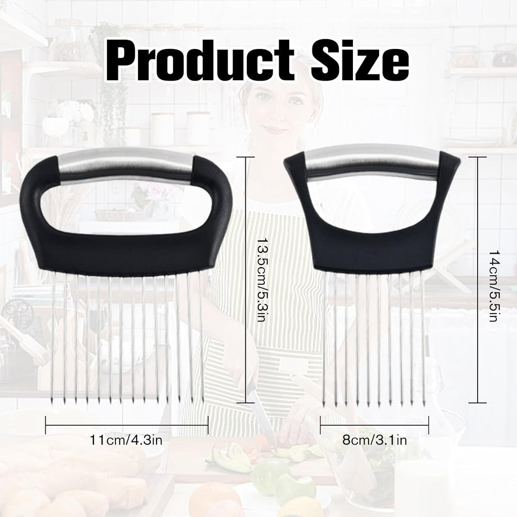 Onion Holder for Slicing, Large Onion Cutter Vegetable Chopper, Stainless Steel Tomato Slicer for Potato Lemon, Practical Meat Tenderizer Tool(2 Pcs)