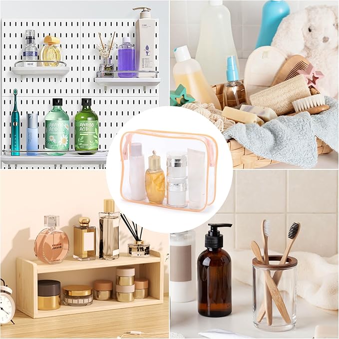 Tbestmax 10 Pack Clear Cosmetic Bags Makeup Bags Portable Waterproof TSA Approved Travel Toiletry Bags Organizer