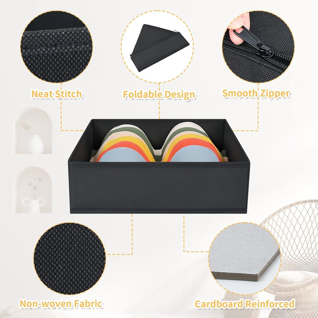 DIMJ Drawer Organizer Clothes 6 Pack - Foldable Baby & Nursery Organization Dresser Dividers for Bedroom, Closet - Black