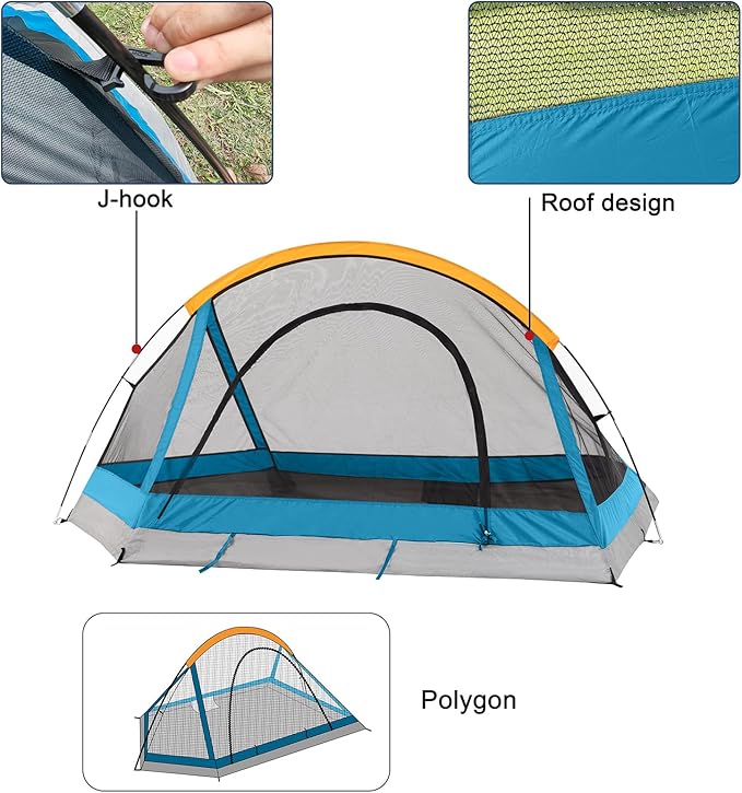 Camping Tent 4 Person, Waterproof Windproof Tent with Rainfly Easy Set up-Portable Dome Tents for Camping