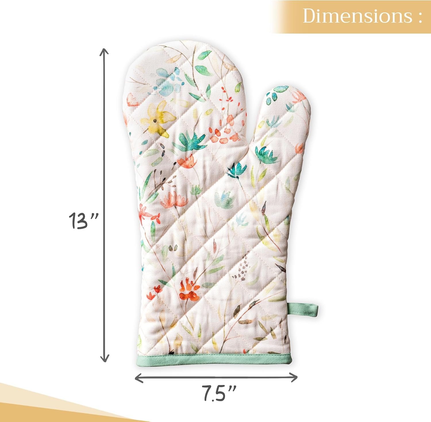 Maison d'Hermine Oven Gloves 100% Cotton Oven Mitt 7" x 13" with Loop Heat Resistant, BBQ, Cooking Gloves, Baking, Grilling, Kitchen, Handling Hot Pans Spring/Summer (Pack of 1, Colmar)