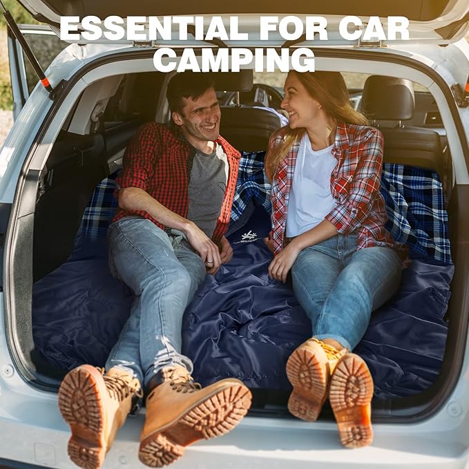 Double Sleeping Bag Flannel for Adults Kids, Queen Size for 2 Person with 2 Pillows, Warm & Cold Weather Sleeping Bag for Camping, Hiking, Waterproof Lightweight with Compression Sack