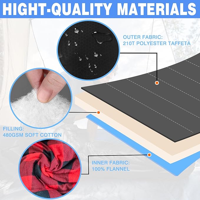 Flannel Sleeping Bag 0 Degree Cold Weather for Adults XXL Sleeping Bag 4 Season Big and Tall with Compression Sack