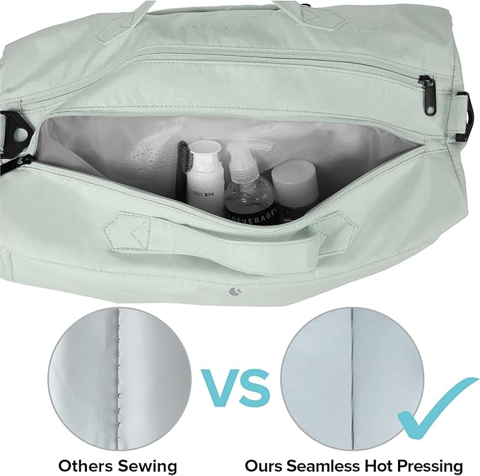 Sports Travel Gym Bag for Women, Workout Duffel Overnight Shoulder with Shoes Compartment and Wet Pocket Ladies Weekend Carry on Luggage Bags for Airplane Beach Mint Green