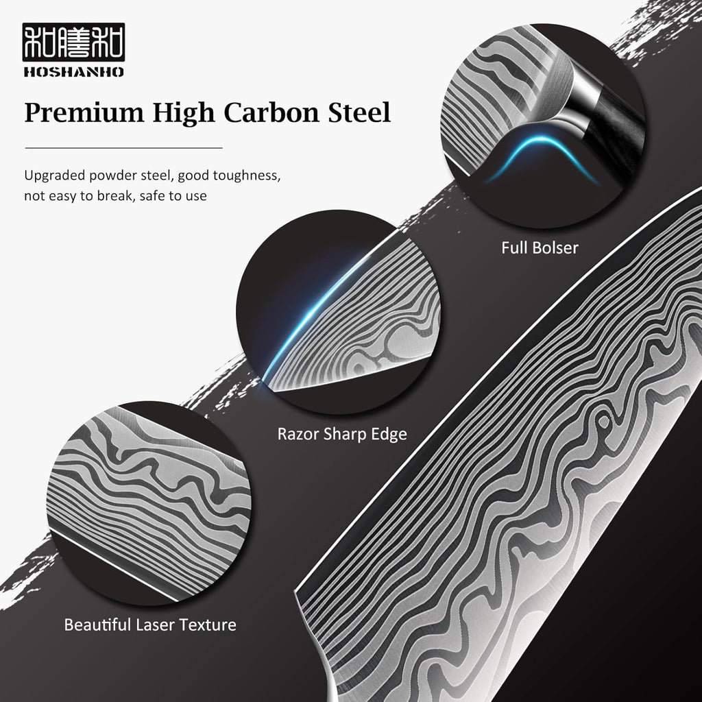 3 Pieces Knife Set, Professional High Carbon Powder Steel Kitchen Knife Set, Ultra Sharp Knives Set for Kitchen with Elegant Gift Box