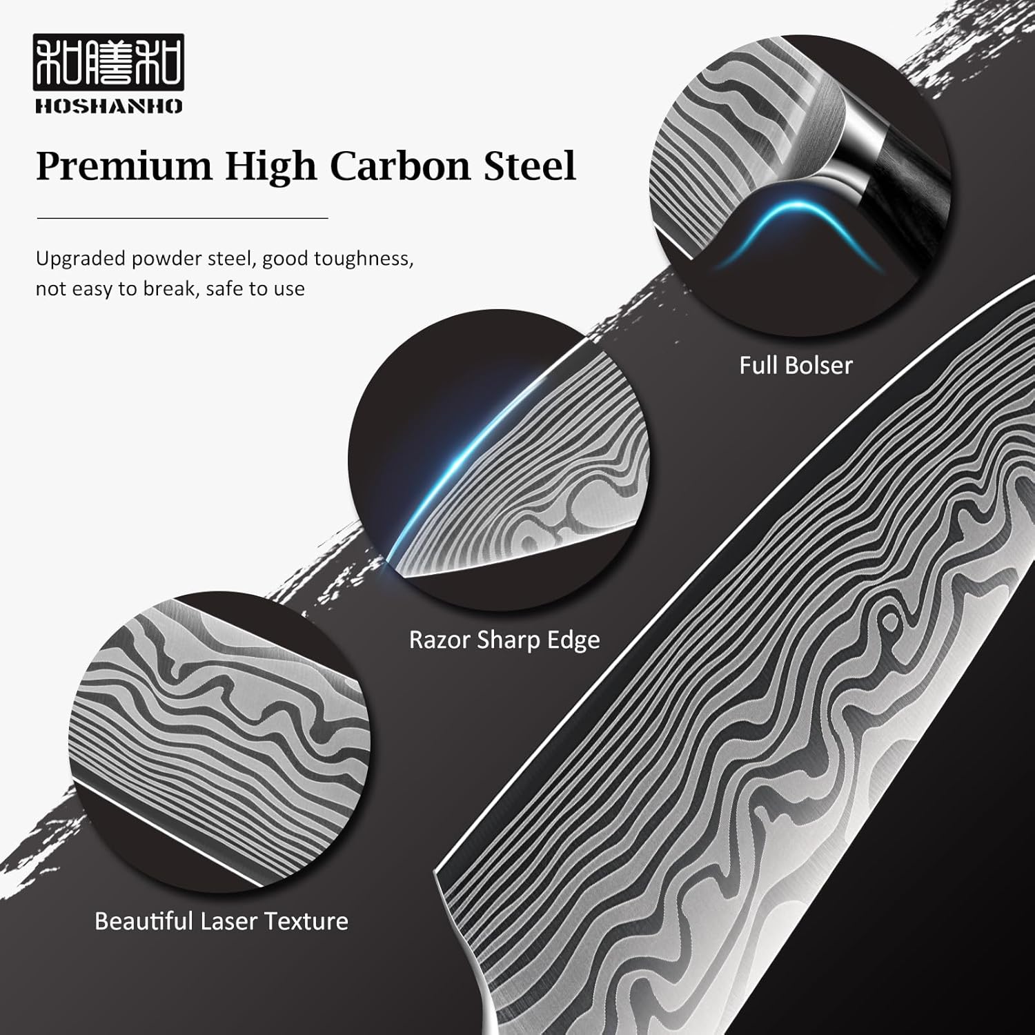 3 Pieces Knife Set, Professional High Carbon Powder Steel Kitchen Knife Set, Ultra Sharp Knives Set for Kitchen with Elegant Gift Box