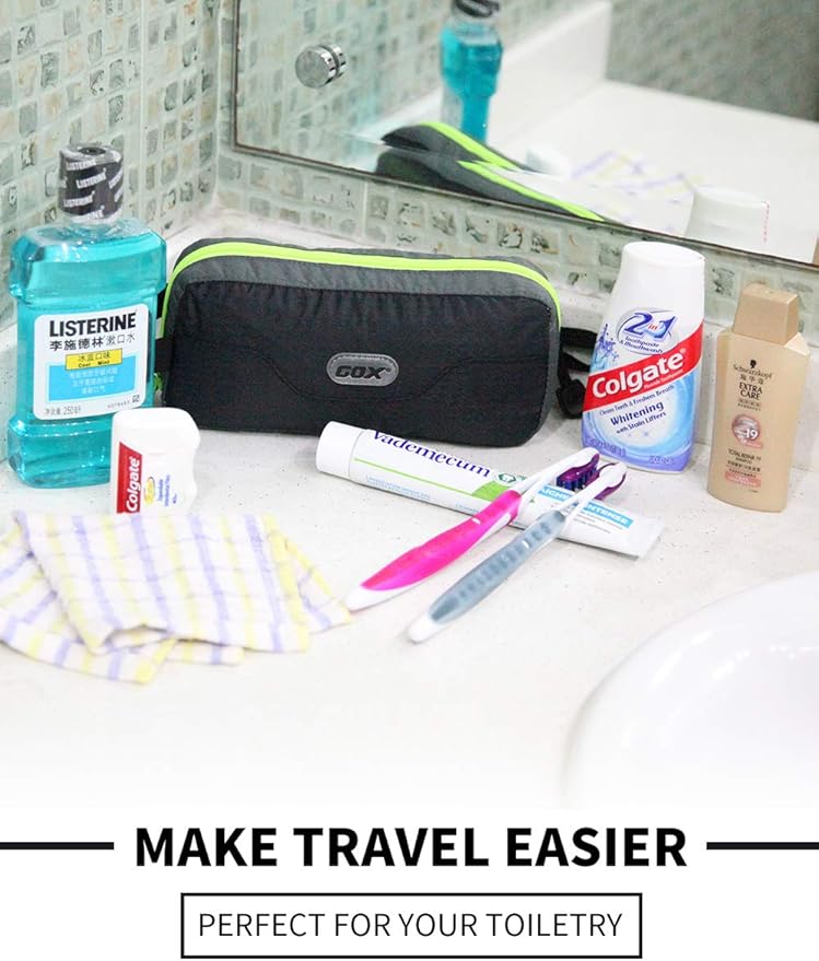 GOX Travel Toiletry Bag,Dopp Kit Case,Ultra-Light Cosmetics Bag Makeup Organizer(Black)