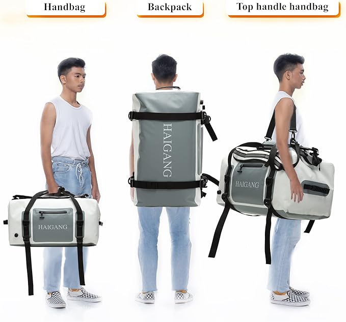 110L Waterproof Duffel Bag Heavy Duty Dry Bag Outdoors Large Storage Sack with Zipper Marine Duffle Motorcycle Luggage,Strap Adjustable for Kayaking,Boating,Camping,Beach Rafting Fishing White