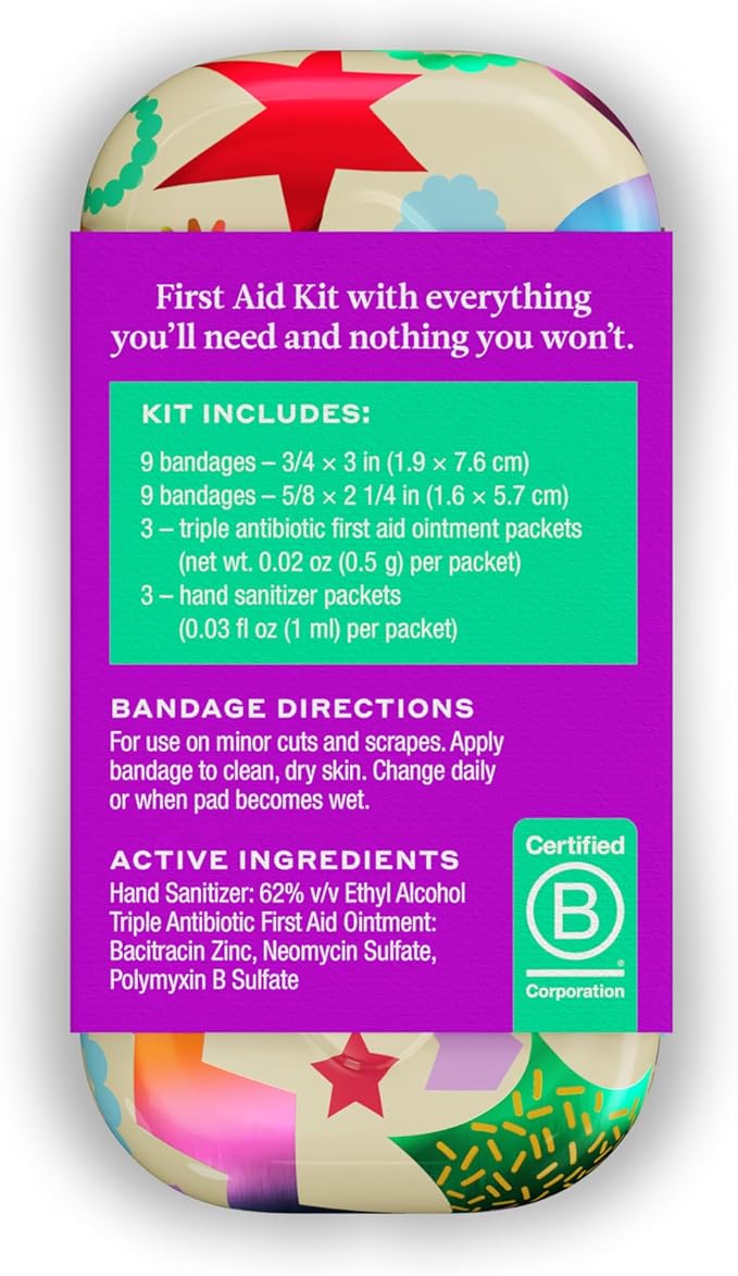 Welly Quick Fix, On The Go First Aid Kit, Assorted Bandages, Ointments, and Hand Sanitizer, Three Color Bandages - 2 Pack