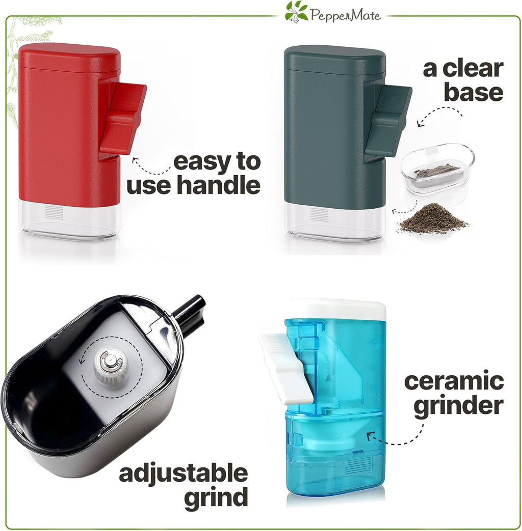 Traditional Black Pepper Grinder Mill - Manual, High-Efficiency Salt and Pepper Grinder - Durable, Adjustable Coarseness Pepper Mill Grinder - Easy to Use