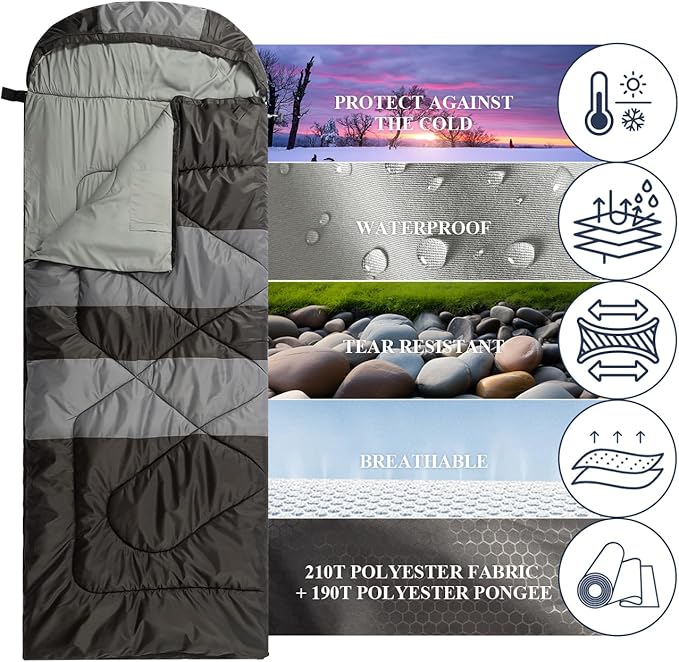 Sleeping Bags, Camping Sleeping Bag for Adults, 3 Season Warm & Cool Weather, Lightweight Waterproof Sleeping Bags for Indoor Outdoor Camping Traveling Backpacking, Pink/Blue/Black