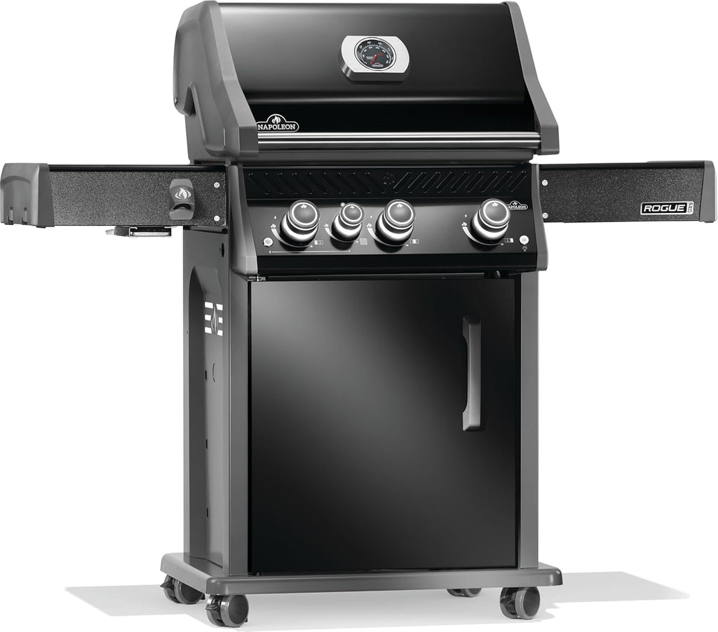 Napoleon Rogue PRO 425 Natural Gas Grill with Infrared Side Burner, Black, Durable 4-Burner Outdoor BBQ
