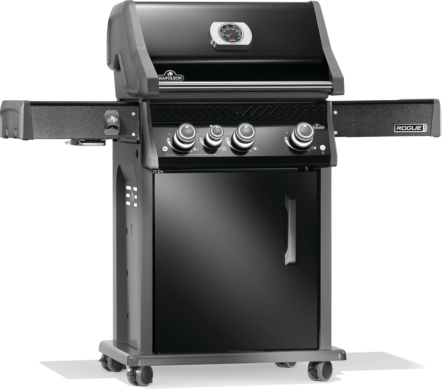 Napoleon Rogue PRO 425 Natural Gas Grill with Infrared Side Burner, Black, Durable 4-Burner Outdoor BBQ