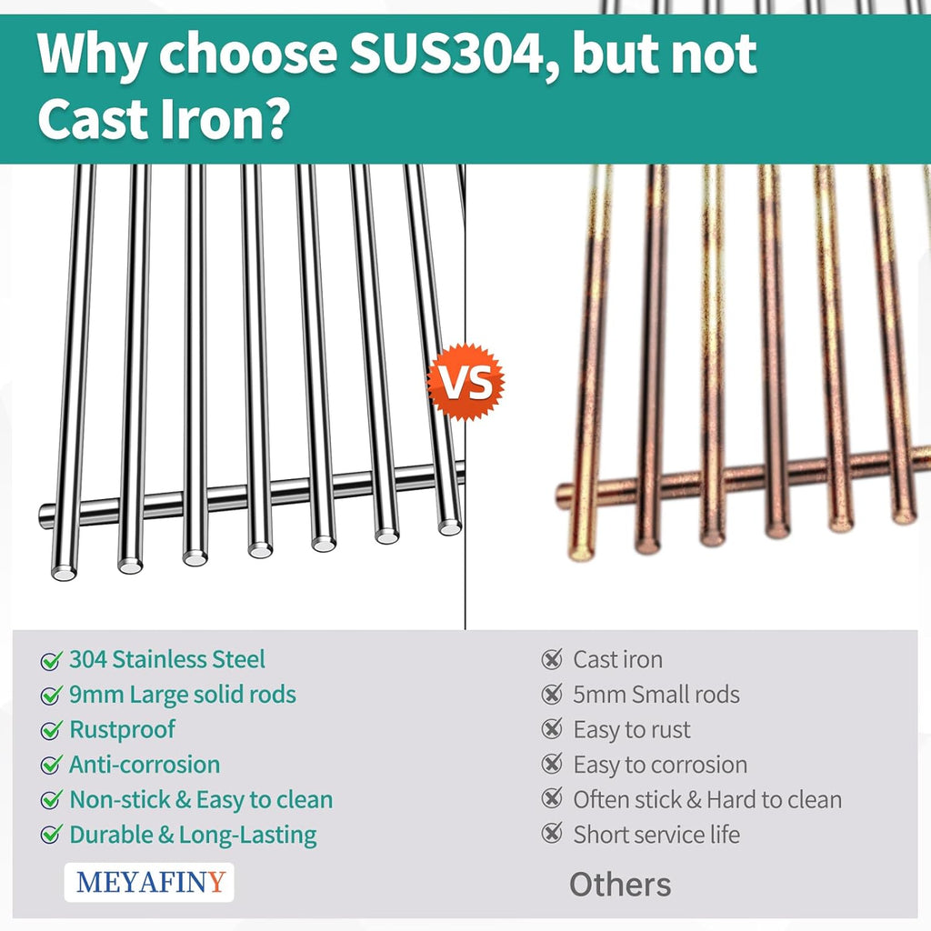 9MM 18 7/8" Stainless Steel Genesis 2 Grill Grates for Weber Genesis ii E-310 E-315 E-325 E-330 E-340 S-335 S-340 GS4 Genesis ii Grill Parts for Weber 66095 Genesis ii 300 LX 300 Series