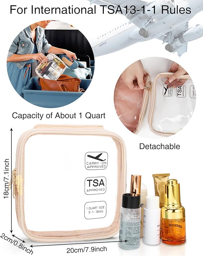 Travel Makeup Bag Hanging Toiletry Bag for Women Men TSA Approved Clear Bag Toiletries Waterproof Cosmetic Bag Toiletry Bag Travel Toiletry Organizer for Bathroom Shower, Beige