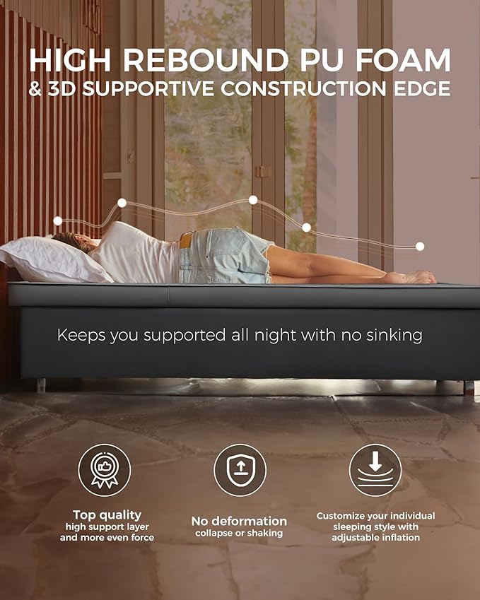 KingCamp Double Sleeping Pad, 2 Person Queen R 7.9 Self Inflating Sleeping Pad, 3" Ultra Thick Full Size Foam Mattress Mat with Pump Sack for Camping Outdoor Tent Car, PVC Free (Grey)