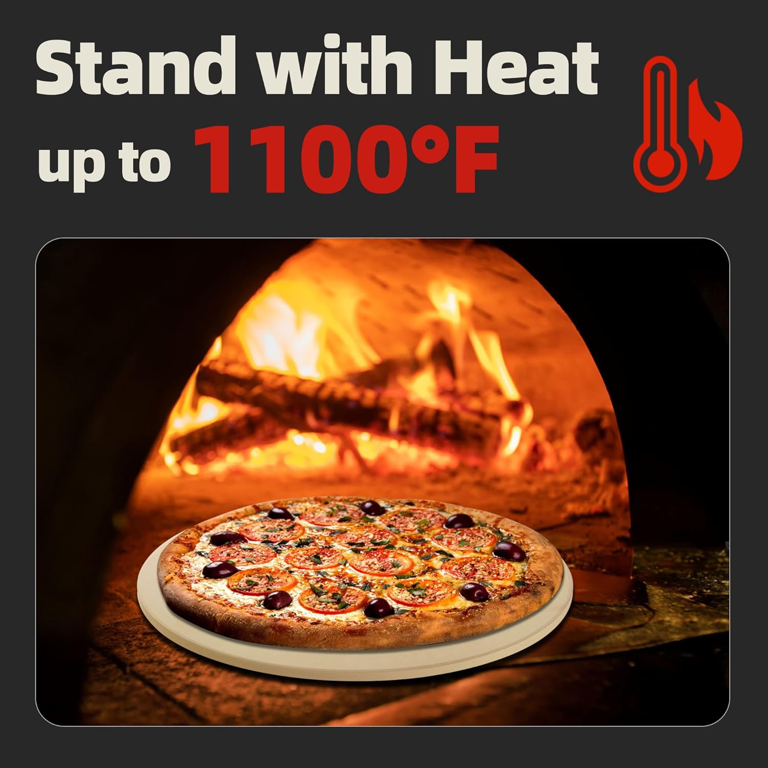 14" Round Pizza Stone, Heavy Duty Cordierite Pizza Pan for Grilling & Pizza Oven, High Temperature Resistant Baking Stone for Pizza, Bread, Meat