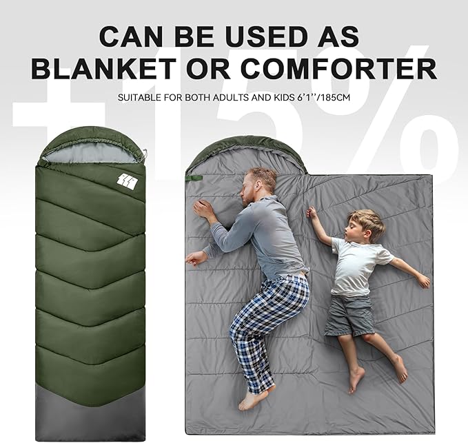 Sleeping Bags for Adults Cold Weather,Portable, Waterproof,Lightweight Sleeping Bag for Tall Girls Boys with Compression Sack for Warm Camping, Hiking, Outdoor & Indoor