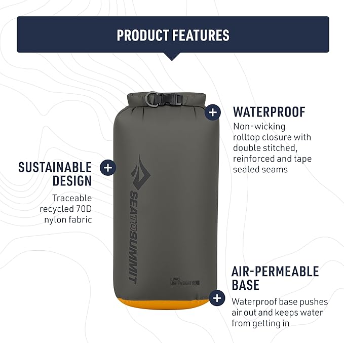 Sea to Summit eVac Dry Bag, Roll-Top Compression Sack, 3 Liter, Beluga Black