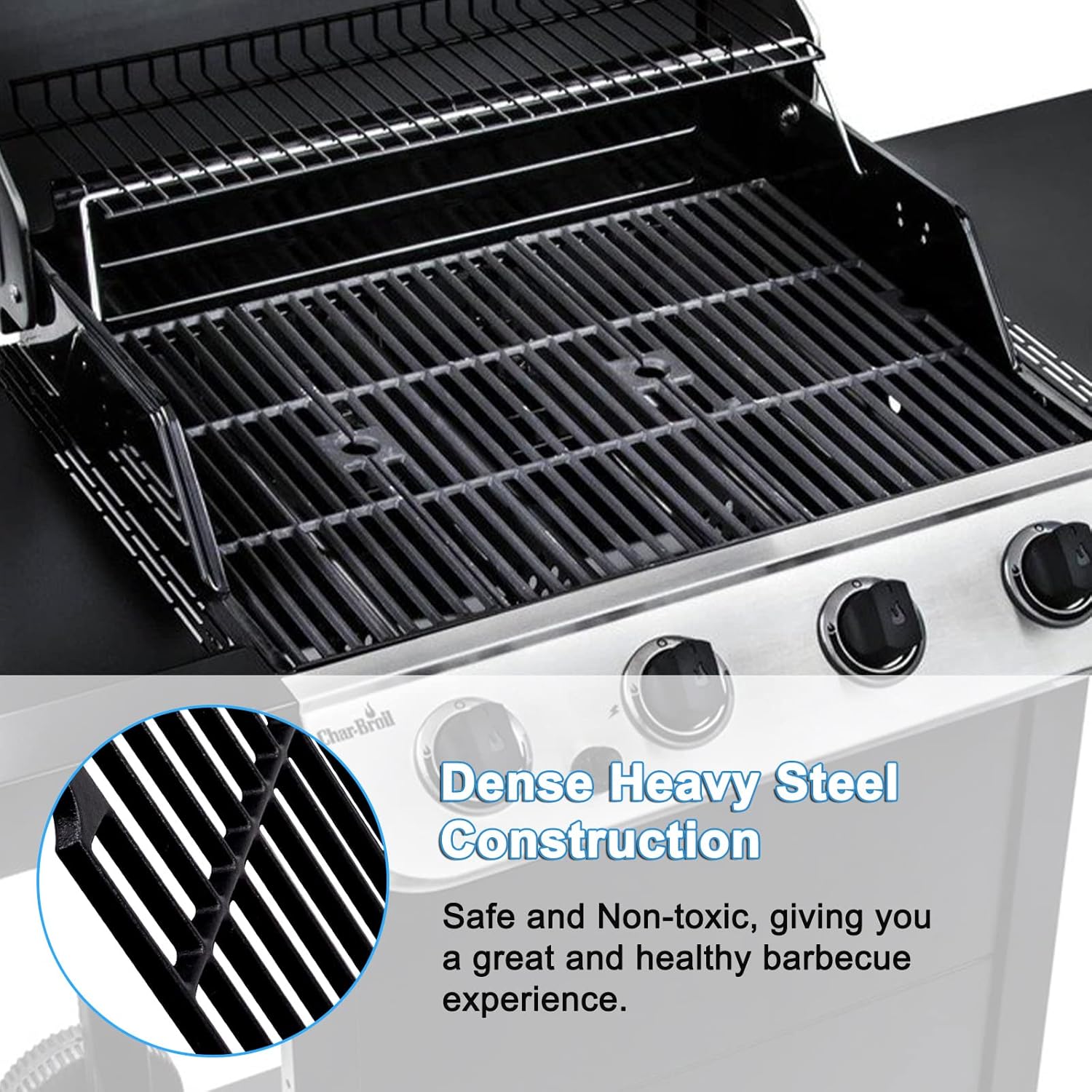 Adviace Grill Grates for Charbroil Performance 463347017, 463335517, 463342119, 463347518, 463347519, Cast Iron Grates Replacement Parts for Char-Broil G470-0002-W1, G470-0003-W1