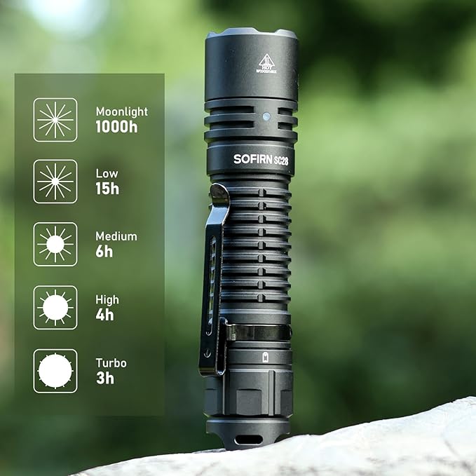 sofirn SC28 LED Tactical Flashlight 2800 Lumens Rechargeable Flashlight for Camping and Hiking