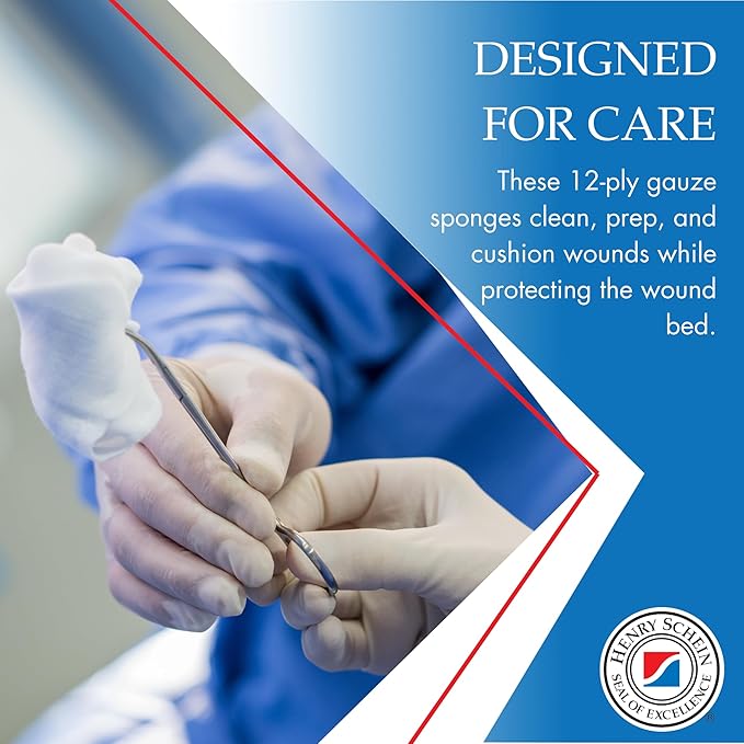 200/Pack Non-Sterile Gauze Pads 3’’ x 3’’ for Wound Dressing Gauze Sponge-Pads for Wound Care & Home First Aid Kits -12-Ply - 100% Cotton & Highly Absorbent