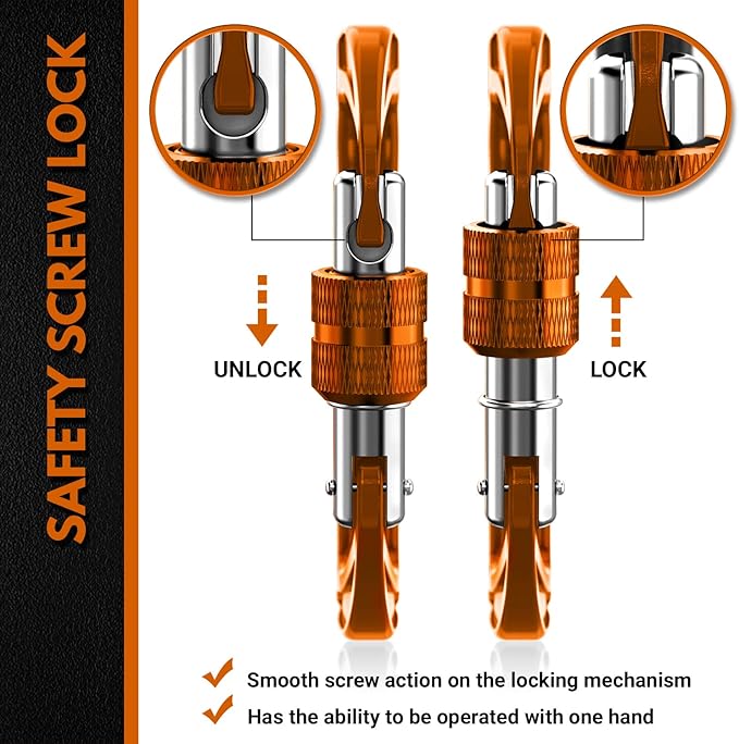 12kN (2697 lbs) Heavy Duty, Locking, Auto Locking, Wiregate Carabiner Clips, for Securing Pets, Outdoor, Camping, Hiking, Hammock, Dog Leash Harness, Keychains