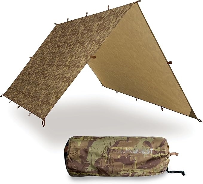 AquaQuest Defender Camping Tarp - Heavy Duty Tent Shelter or Rain Fly - Waterproof Camping Essentials for Hiking, Bushcraft & Hammock