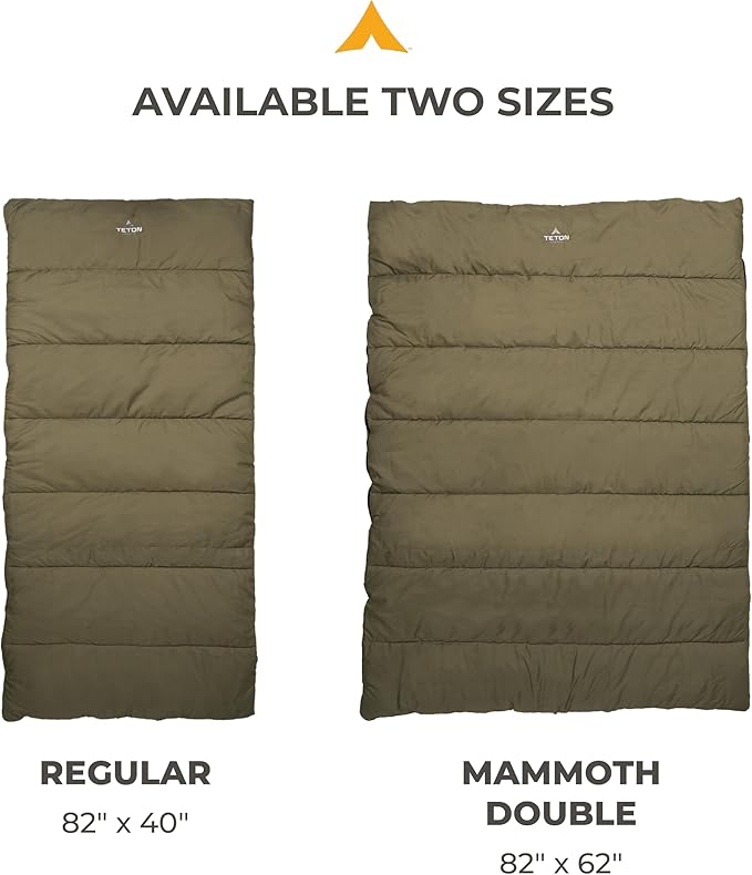 Teton Evergreen Sleeping Bag for Adults. Choose for Any Weather. Warm Sleeping Bags for Camping, Hunting, and Base Camp