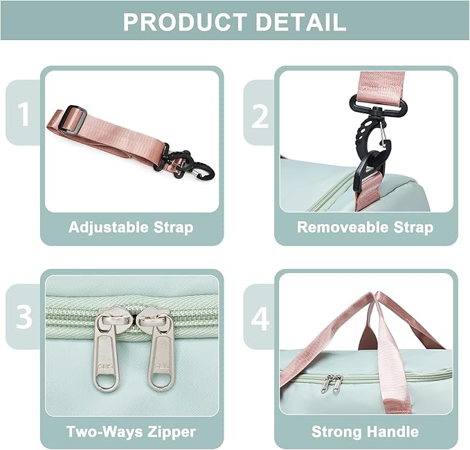 Small Gym Bag for Women, Travel Duffle Bag Carry On Weekender Bag with Shoe Compartment