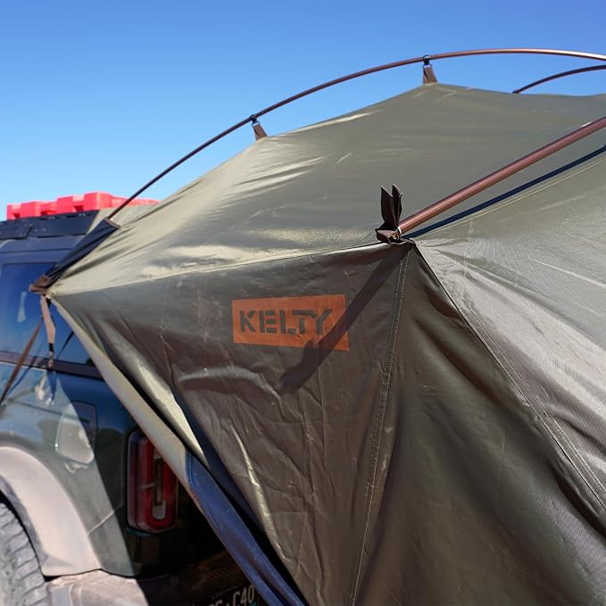 Kelty Highroads Overlanding Shelter - Universal Mount Car Camping Tent with Large Zippered Entry, Aluminum Frame, Adjustable Walls and Windows, UV Protection, Rainproof, Stuff Duffel Included, 2024
