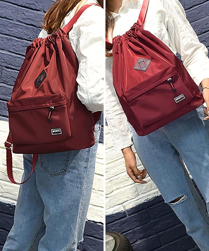 Peicees Waterproof Drawstring Sport Bag Lightweight Sackpack Backpack for Men and Women