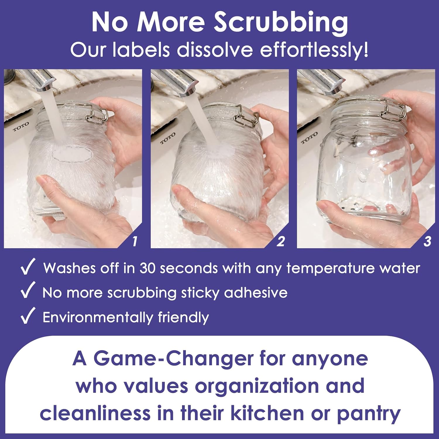 400 Dissolvable Canning Labels for Mason Jars, Small Pantry Labels 1 x 2⅛ inch, Water-Soluble Stickers-8 Designs