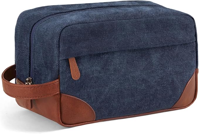 Vorspack Large Toiletry Bag Hanging Dopp Kit for Men Water Resistant Canvas Shaving Bag with Large Capacity for Travel - Navy Blue