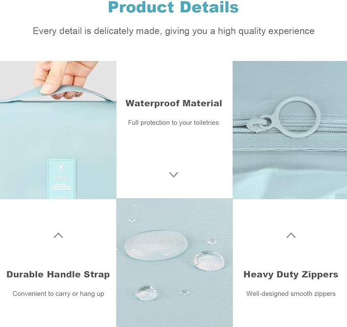 Mossio Hanging Toiletry Bag - Large Cosmetic Makeup Travel Organizer for Men & Women with Sturdy Hook