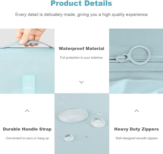 Mossio Hanging Toiletry Bag - Large Cosmetic Makeup Travel Organizer for Men & Women with Sturdy Hook