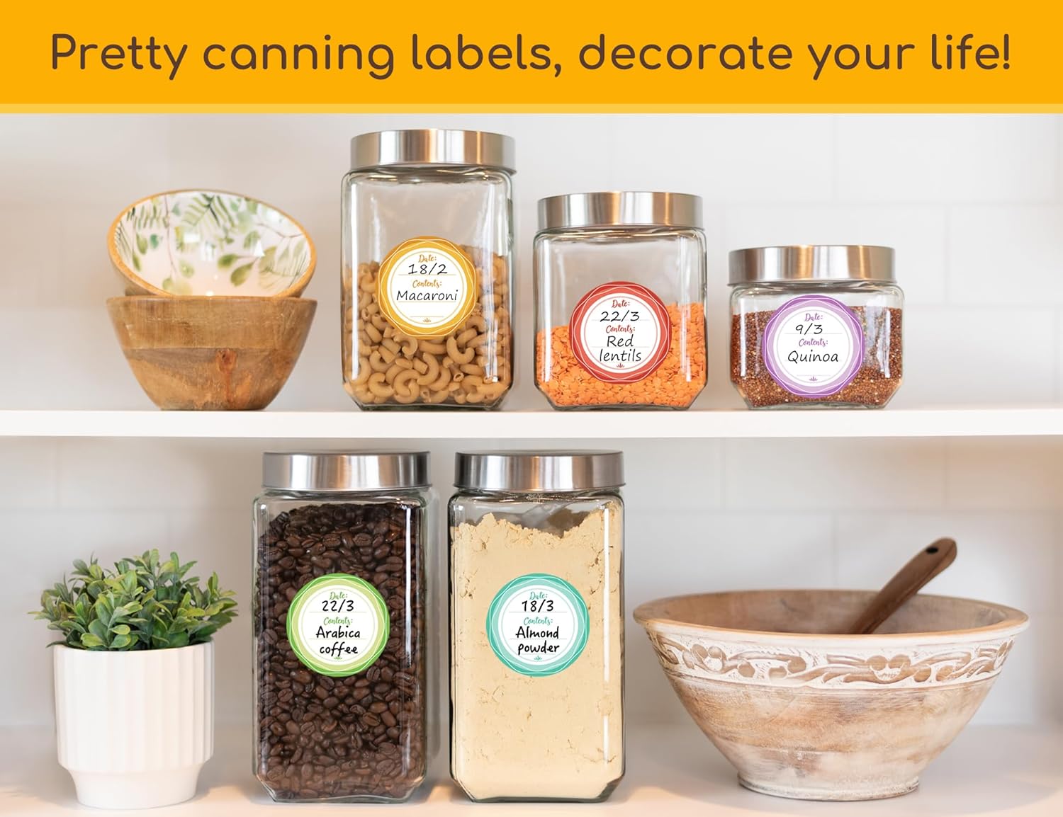 Mason Jar Lid Labels, Removable Canning Label, Waterproof Write-On Meal Prep Label for Food Container, Glass Bottle, Canned Jams, Preserve, Home & Kitchen Organization, 90pcs (Forest Streams)