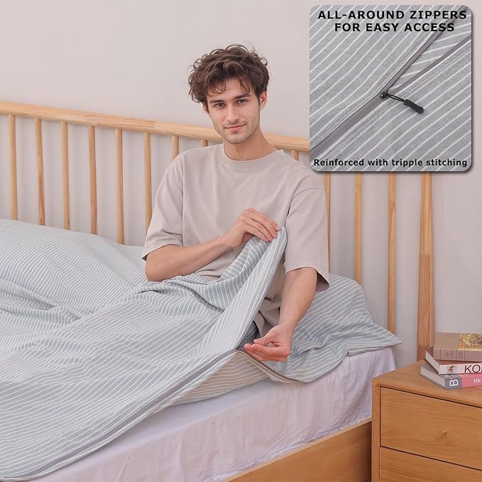 100% Cotton Sleeping Bag Liner with Full Length Zipper on 3 Sides; Single/Double Adult Sleep Sack for Travel & Camping, Multifunctional Travel Sheets (Unzipped 87”x87”) for Hotel, Lightweight