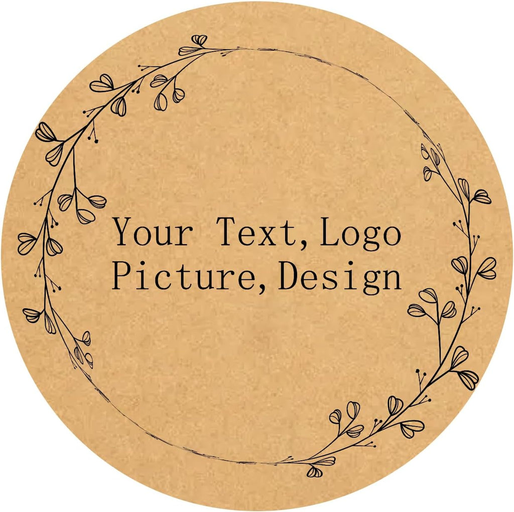 Custom Stickers Kraft Paper Labels Personalized Withe Text, Business Logo Customized Food Jars Labels Bakery Label Sticker Package Favor Canning Circle 100pcs (Style 5)