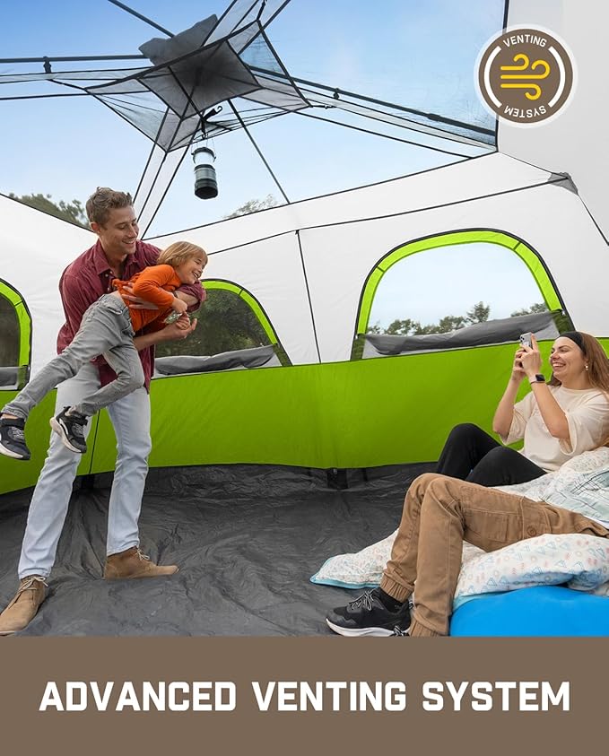 FanttikOutdoor Camping Tent 4/6/8/10 Person Instant Cabin Tent Setup in 60 Seconds with Rainfly & Windproof Portable with Carry Bag for Family Camping & Hiking